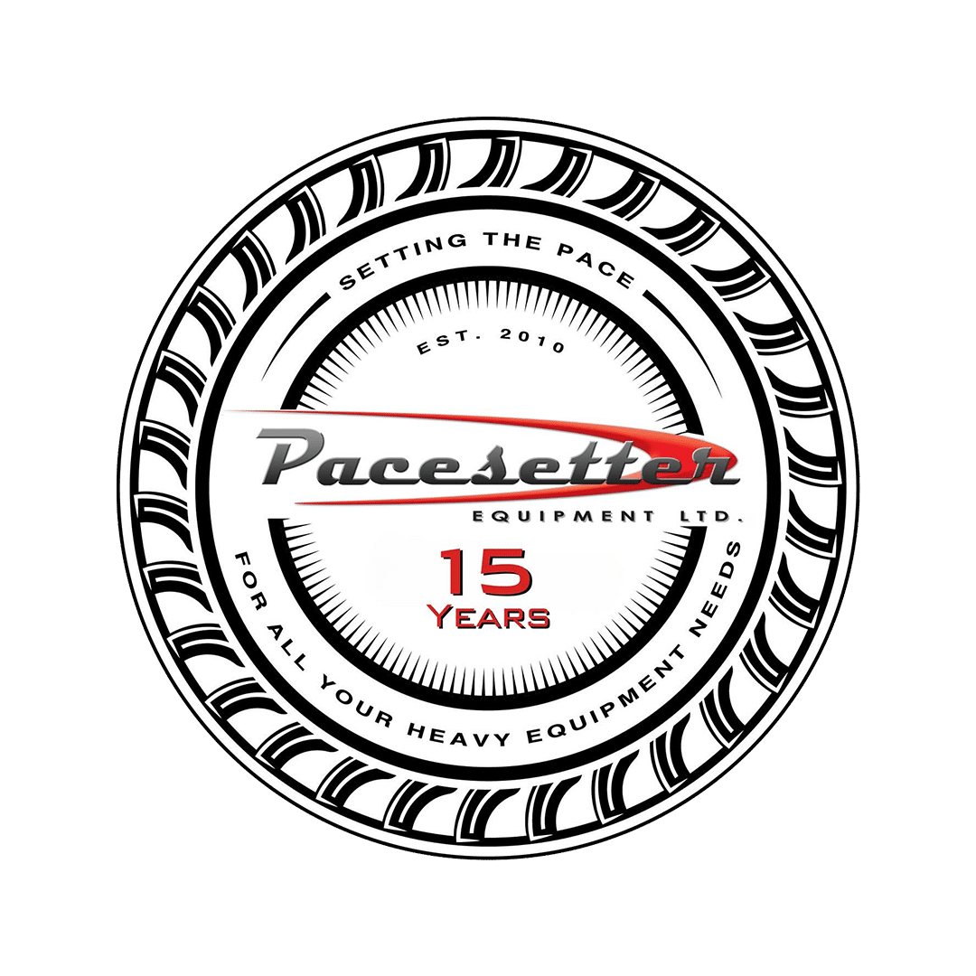Circular black-and-white PaceSetter Equipment Ltd. badge with a red swoosh, celebrating 15 years of business (EST. 2010).